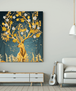 Obrázek jelena a květin