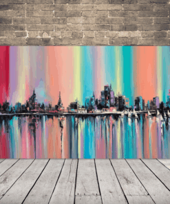 Obrázek barevného města u vody