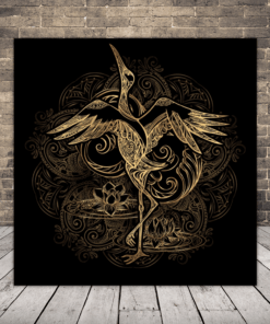 Obraz volavky a lotosového květu