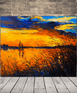 Obraz západu slunce nad zálivem