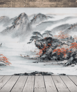 Obrázek červené keře a hory