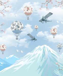 Fototapeta Balóny a letadla v zemi vycházejícího slunce