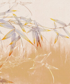 Fototapeta Bambusové Listy Na Meruňkové Zdi