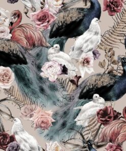 Fototapeta Barevné Ptáci Mezi Růže Květiny