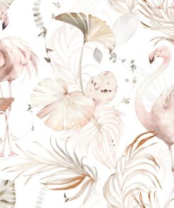 Fototapeta Flamingos in Pink Leaves