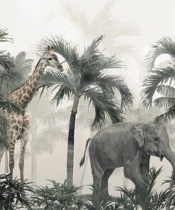 Fototapeta Slon a žirafa v džungli