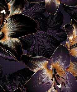 Fototapeta Fialové květy se zlatem