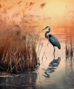Fototapeta Jeřáb při západu slunce