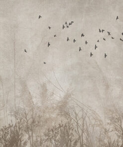 Fototapeta Ptáci nad béžovou loukou