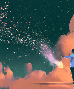 Fototapeta Muž Se Zářícím Hvězdným Prachem