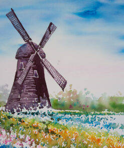 Fototapeta Větrný mlýn malovaný akvarelem