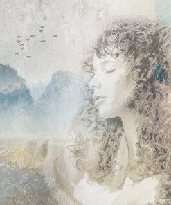 Fototapeta Žena s hlavou v oblacích