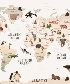 Fototapeta Mapa světa a zvířata