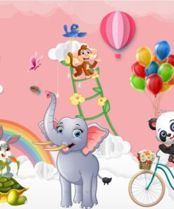 Fototapeta Veselá zvířátka na růžovém pozadí