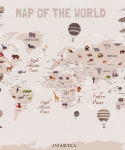 Fototapeta Mapa světa s létajícími objekty