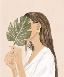 Fototapeta Žena a Monstera Leaf