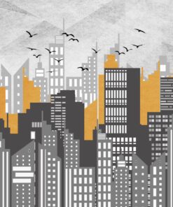 Fototapeta Přelet ptáků nad městem