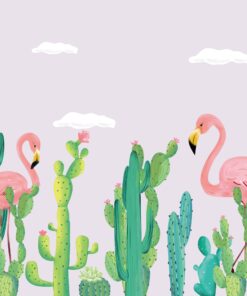 Fototapeta Plameňáci a kaktusy