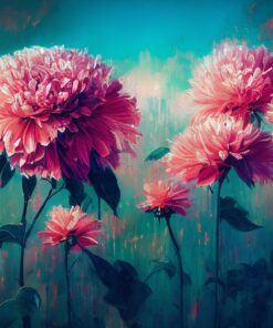 Fototapeta Růžové Květy V Tyrkysové