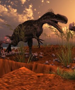 Fototapeta Dinosauři při západu slunce