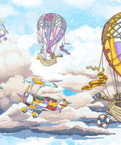 Fototapeta Letadla a balóny mezi mraky