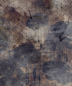 Fototapeta Květiny na zdi ve vzoru rybí kosti