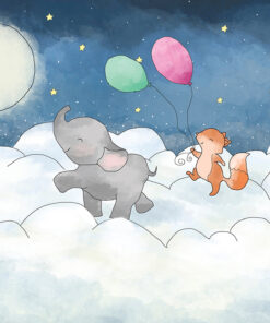 Fototapeta Šťastný slon a veverka na procházce