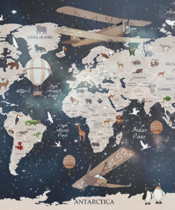 Fototapeta Mapa světa se zvířaty