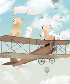 Fototapeta Letadlo se zvířaty mezi balónky