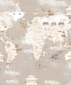 Fototapeta Mapa Světa V Odstínech Béžové