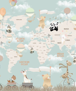 Fototapeta Mapa Světa S Barevnými Zvířaty