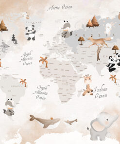 Fototapeta Mapa světa odstíny hnědé a šedé