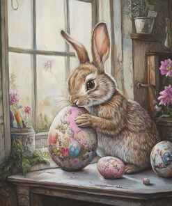 Fototapeta Zajíček s velikonočním vajíčkem