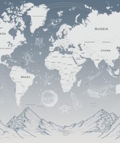 Fototapeta Mapa světa nad vrcholky hor