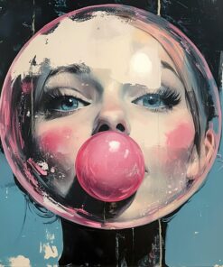 Fototapeta Obličej pokrytý žvýkacím balónkem