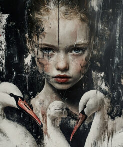 Fototapeta Dívka s labutěmi