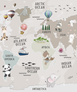 Fototapeta Mapa světa se zvířaty