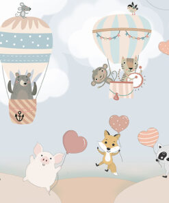 Fototapeta Zvířata s balónky ve tvaru srdce