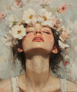 Fototapeta Zamyšlená tvář v květinách