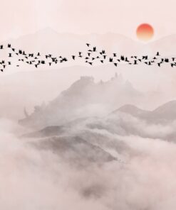 Fototapeta Temní ptáci létající nad horami