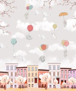 Fototapeta Zajíčci nad růžovým městem