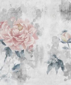 Fototapeta Růžové květy pivoňky na šedém pozadí