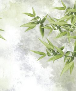 Fototapeta Listy proti šedé obloze