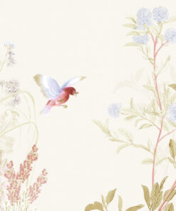 Fototapeta Pták a motýl mezi květinami