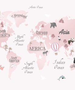 Fototapeta Růžová mapa světa