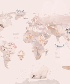 Fototapeta Růžová mapa světa