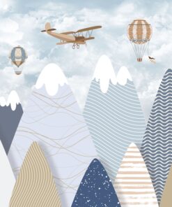 Fototapeta Letadla a balóny nad horami pro děti