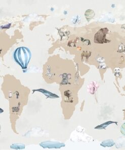 Fototapeta Zvířata na mapě světa