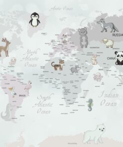 Fototapeta Zvířata na mapě světa