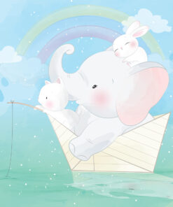 Fototapeta Slon s rybářským prutem